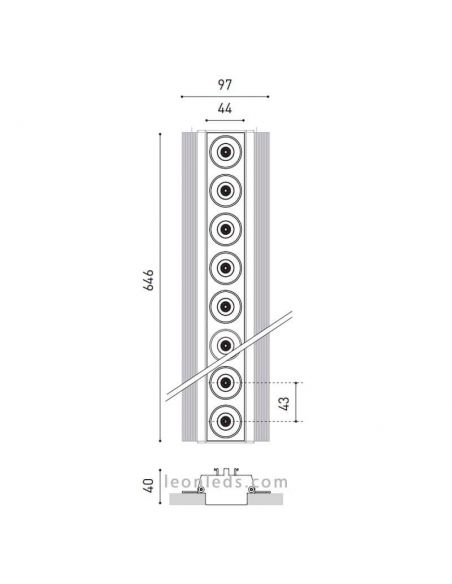 Dimensões do Downlight LED Preto Foster 15 Trimless ArkosLight