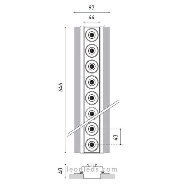 Dimensions du Downlight LED noir Foster 15 Trimless ArkosLight