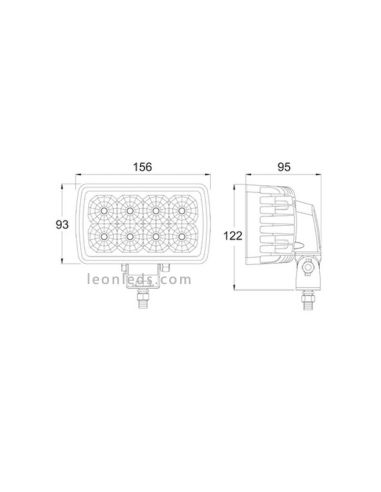 Dimensiones Faro LED rectangular