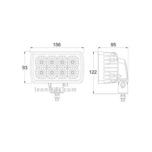 Dimensiones Faro LED rectangular