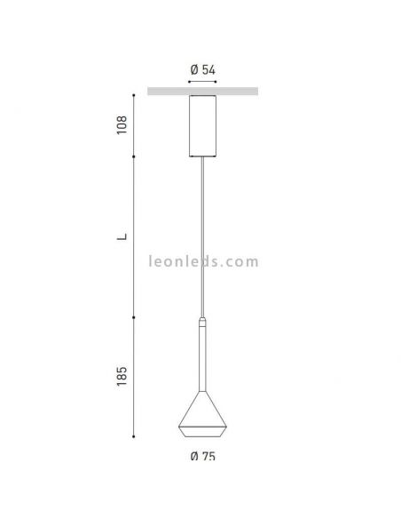 Dimensões Luminária de teto LED minimalista Base giratória 5 metros ArkosLight | Leon Iluminação LED
