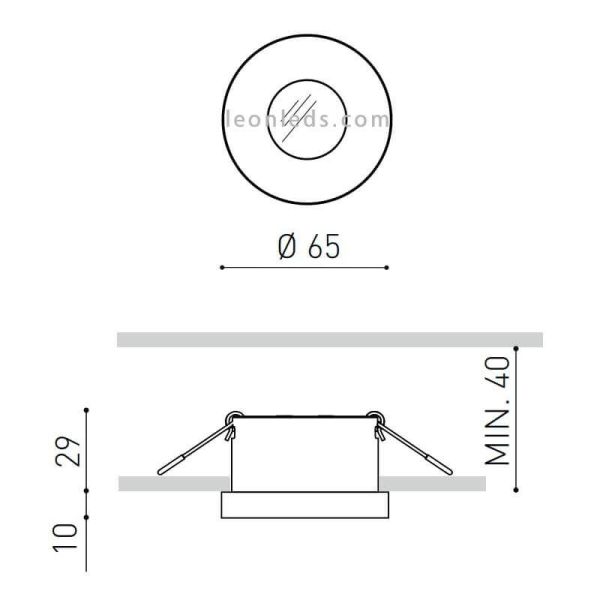 Dimensiones Puck LED Recessed Blanco ArkosLight