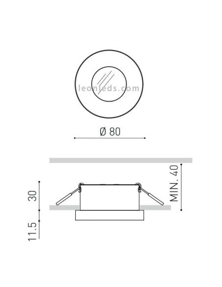 Dimensões do Puck M Encastrado Preto Preto ArkosLight
