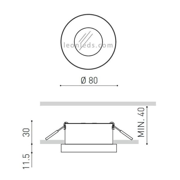 Dimensions Puck M Encastré Noir Noir ArkosLight