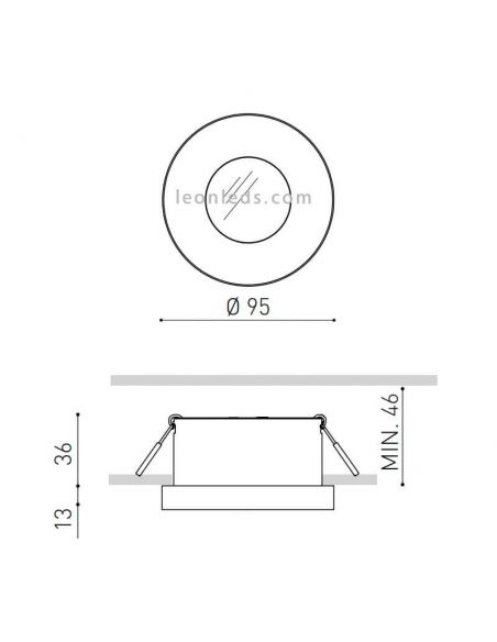 Dimensiones Puck L Recessed Negro ArkosLight