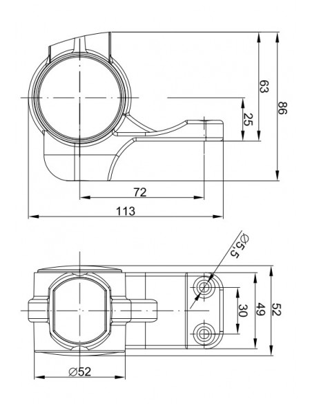 Dimensões da corneta curta com LED e cabo FT-140 W - 3 funções Fristom FT-140 W | LeonLeds Lighting