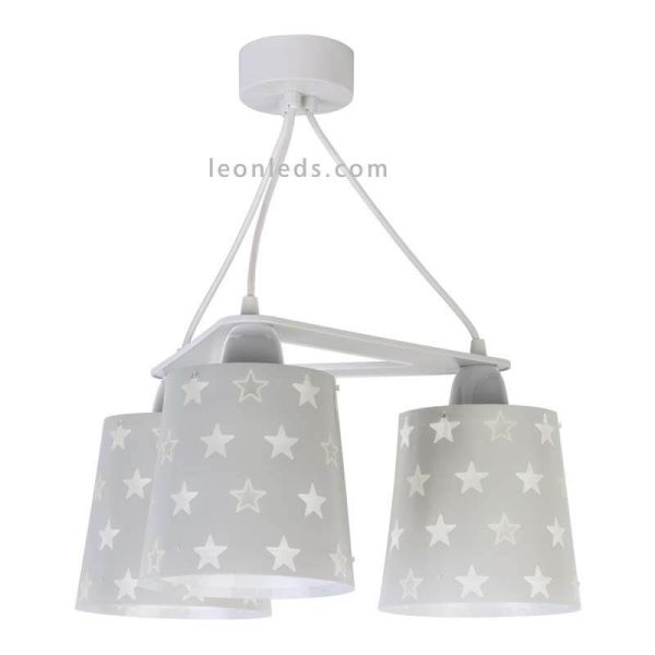 Lámpara de techo infantil con 3 pantallas de color Gris serie Stars | LeonLeds