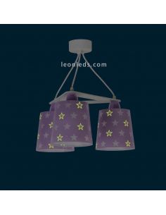 Lámpara de techo 3 pantallas de diseño infantil serie Stars de Dalber | LeonLeds 2