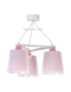 Lámpara de techo 3 luces Rosa de diseño infantil serie Vichy de Dalber | LeonLeds 2