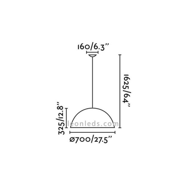 Dimensiones de Lámpara de techo Magma Negra y Dorada