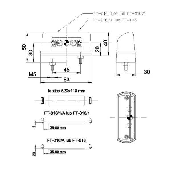 Piloto LED Matricula Negro Rojo 2 LED Homologado Luz Matricula 12v 24v Fristom FT016 FT-0176 | LeonLeds