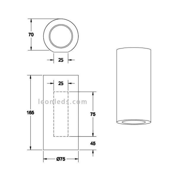 Dimensiones Aplique Tubular blanco Zazou