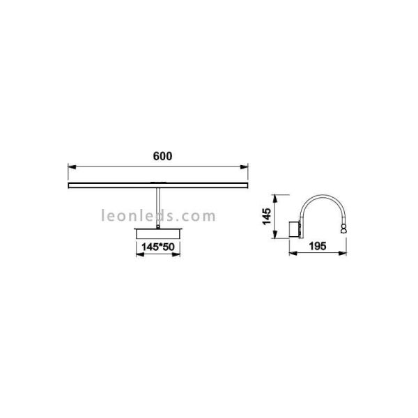 Dimensiones Aplique LED Alumbracuadros cromado Paracuru de Mantra