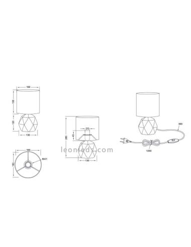 Dimensões do candeeiro de mesa Cemento Pike R50831002 Trio Lighting