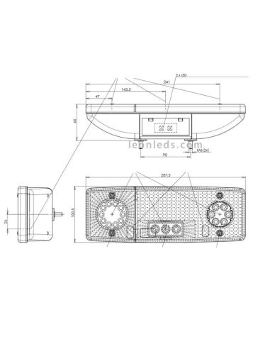 Piloto LED trasero para tractor homologado