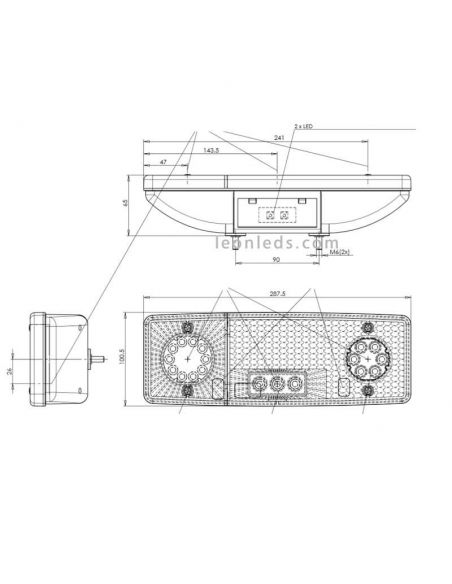 Piloto LED trasero para tractor homologado
