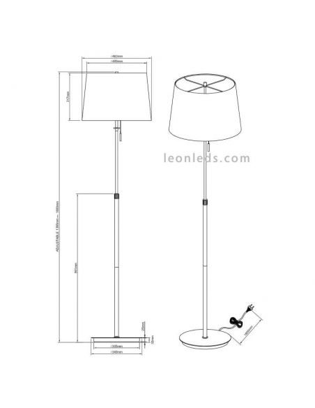 Dimensions Lampadaire Lyon Bronze