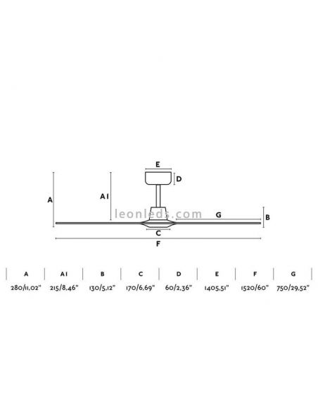 Dimensiones Ventilador de techo Morea 33511