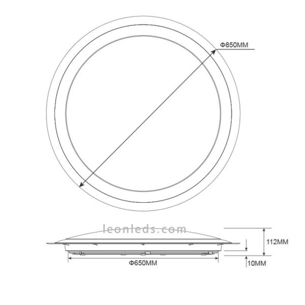 Dimensões Miko luminária de teto LED redonda