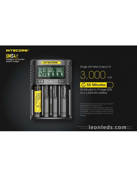 Nitecore UMS4 carregador LCD de 4 slots