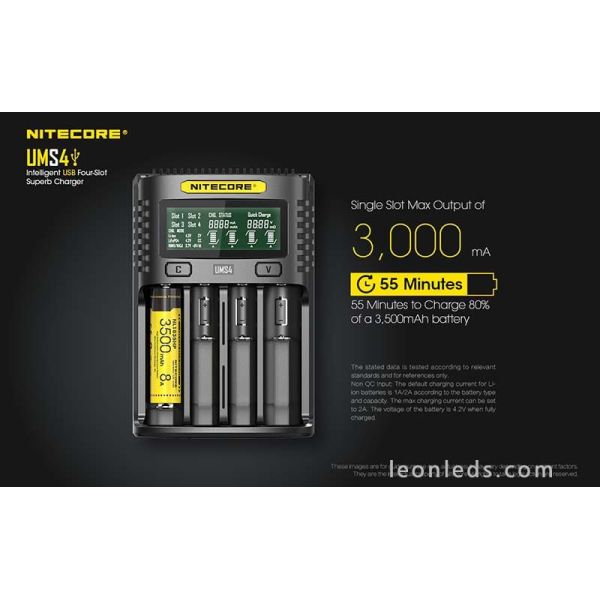Nitecore UMS4 cargador de 4 ranuras LCD