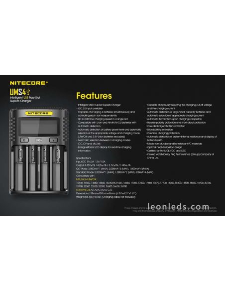 Nitecore UMS4 cargador de 4 bahías