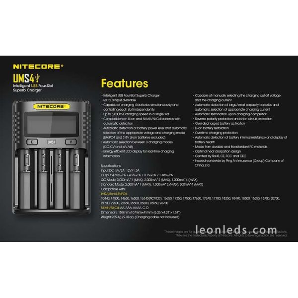 Nitecore UMS4 cargador de 4 bahías