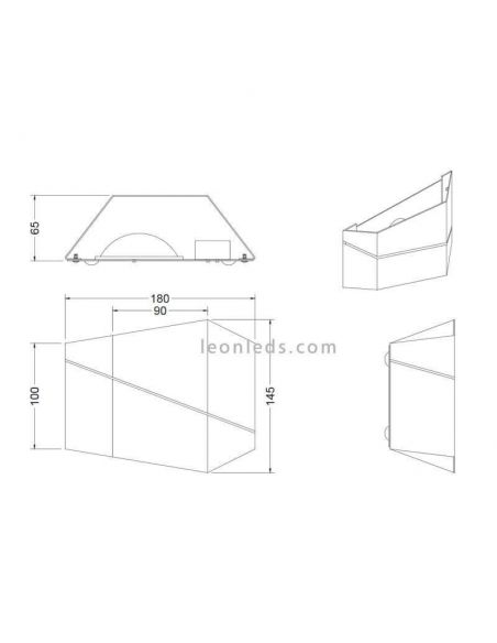 Dimensiones de Aplique LED metalico Zorro Trio
