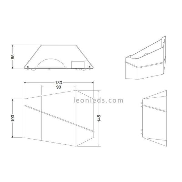 Dimensiones de Aplique LED metalico Zorro Trio