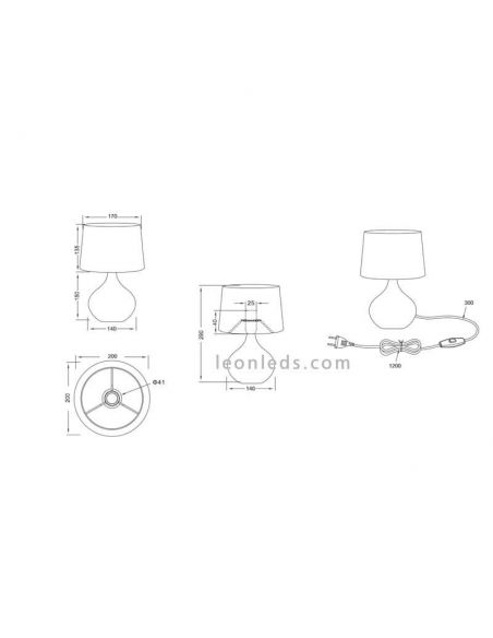 Dimensões candeeiro de mesa Martin