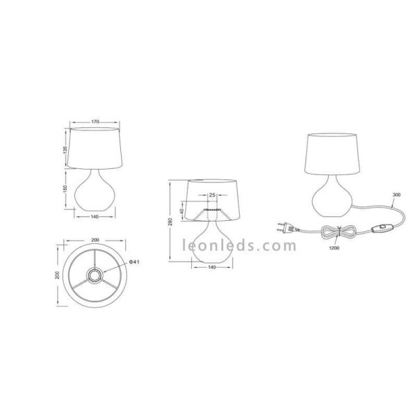 Dimensões candeeiro de mesa Martin Blancac