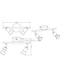 Dimensiones regleta 2 focos serie paris de Trio Lighting