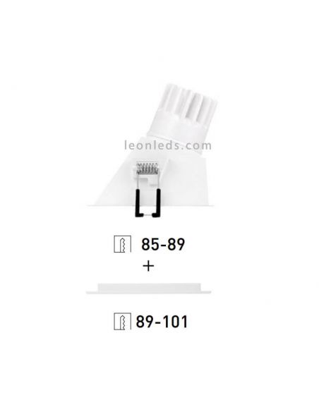 Downlight Led SWAP Cuadrado 7W Square Blanco Naranja Dorado Gris Negro Mate Empotrable corte Cuadrado Asimétrico | LeonLeds