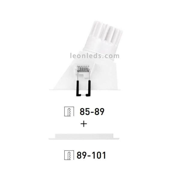 Downlight Led SWAP Cuadrado 7W Square Blanco Naranja Dorado Gris Negro Mate Empotrable corte Cuadrado Asimétrico | LeonLeds