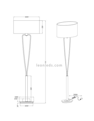 Dimensiones Lámpara de techo Bronce Paris II