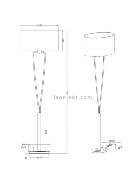 Dimensiones Lámpara de techo Bronce Paris II