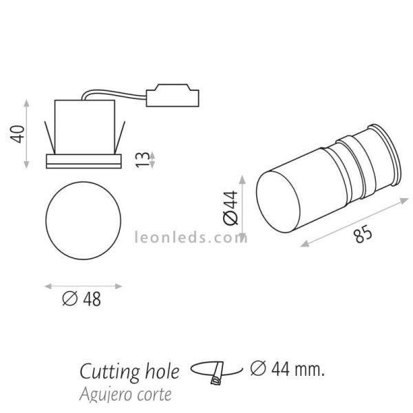 Dimensions gyrophare LED intérieur Miura