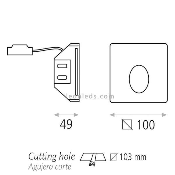 Dimensiones Baliza LED cuadrada Thiller
