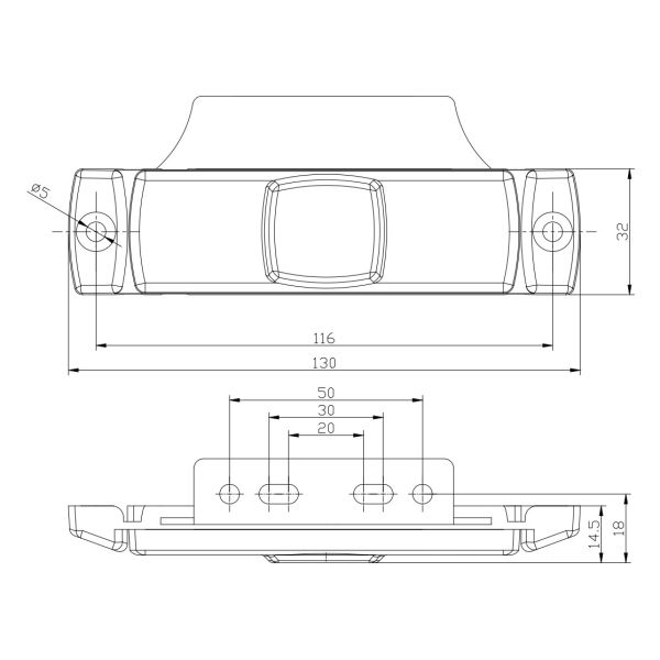Piloto posición o Galibo LED y reflectante con soporte para Camión Remolque con conector | LeonLeds 