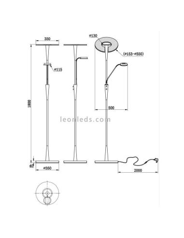 Lampadaire Led Québec Dimensions Trio Lighting LeonLeds
