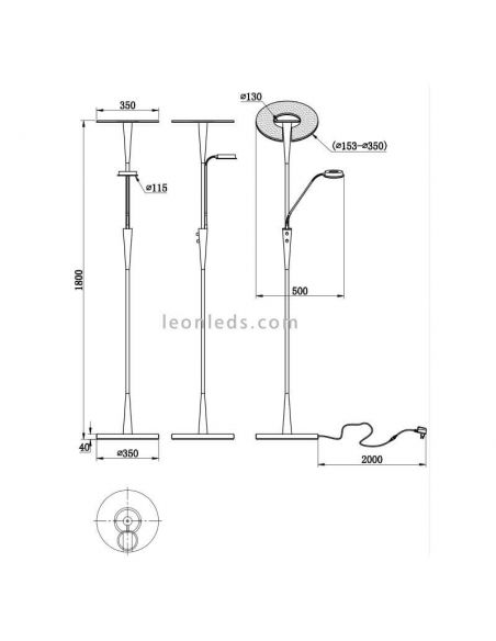 Lampadaire Led Québec Dimensions Trio Lighting LeonLeds