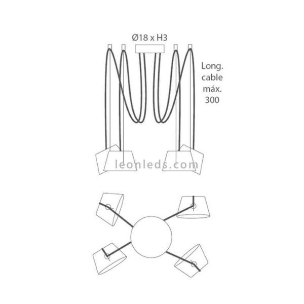 Dimensões luminária de teto 6 Luzes FH Lighting LeonLeds Lighting