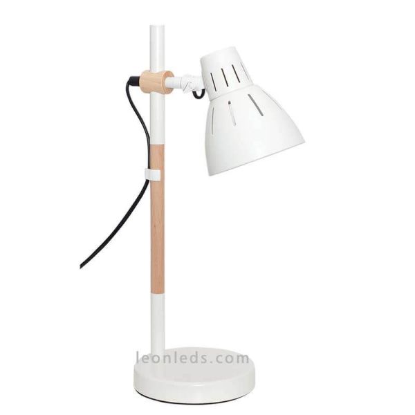 Candeeiro de estudo branco e madeira...