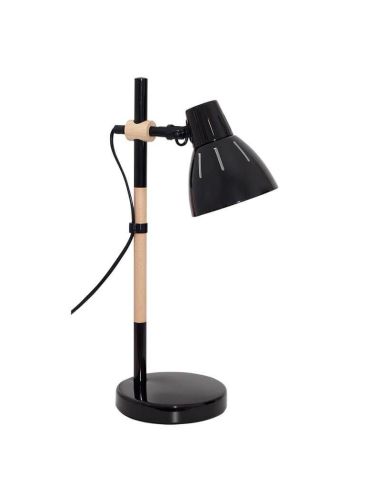 Candeeiro de estudo preto e madeira...