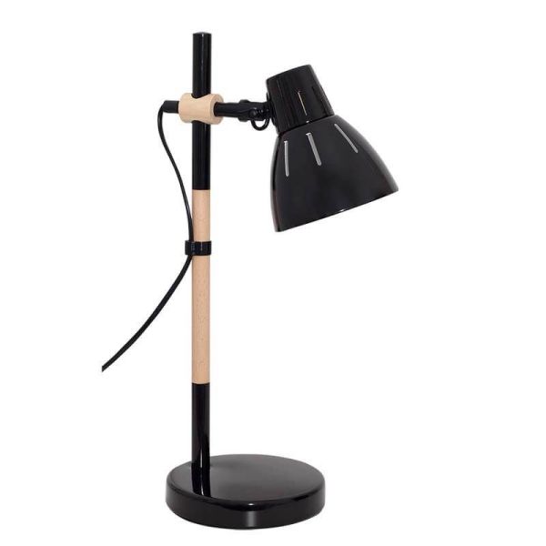 Flexo de estudio Negro y madera Dalva | LeonLedsiluminacion