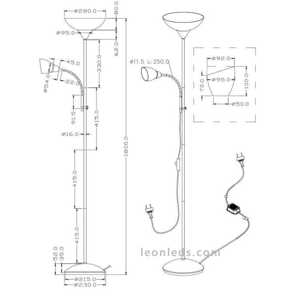Lampe Erzwo | Lampadaire moderne LeonLeds