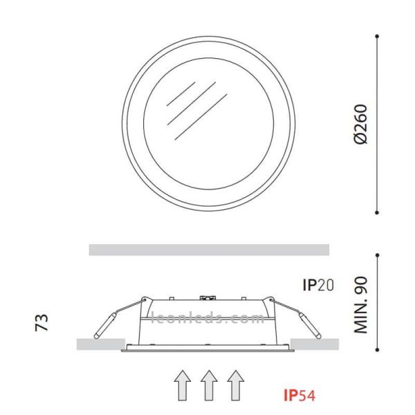 Dimensions Goutte 2 ip54 ArkosLIGHT LED | Éclairage LeonLeds