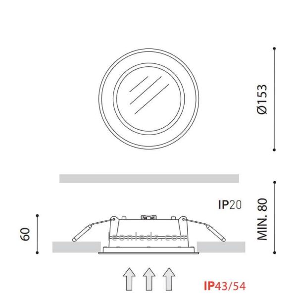 Dimensiones Drop Mini 3 Downlight LED 10W ArkosLight