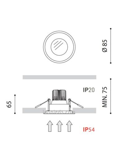Dimensions Downlight Drop Micro 2 LED