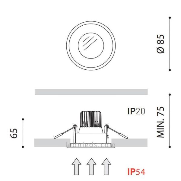 Dimensiones Downlight LED Drop Micro 2 LED